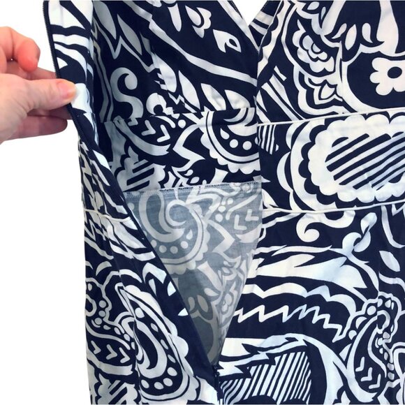 Women's Amanda Smith Sleeveless Black & White Back Zipper V-Neck Size 6 - Picture 6 of 15